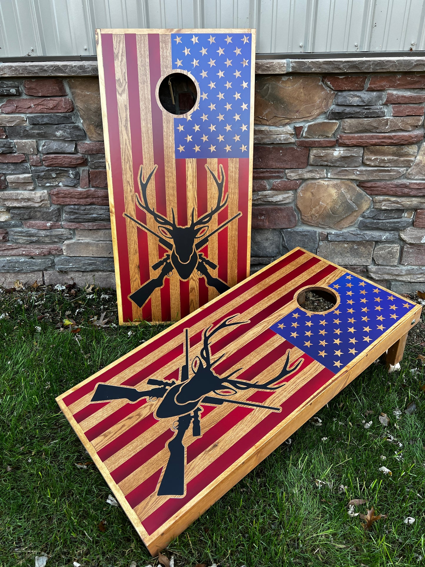 Corn Hole Boards - Flag Deer