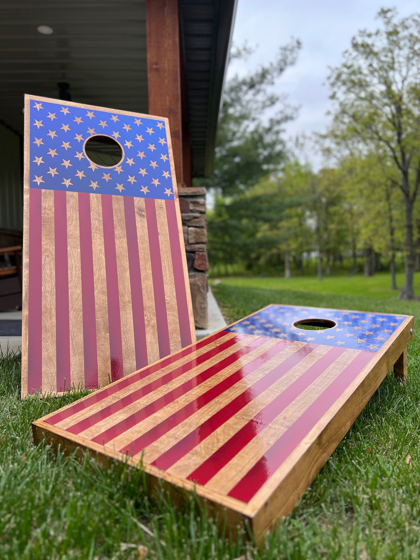 Corn Hole Boards  - Flag Deer (Copy)