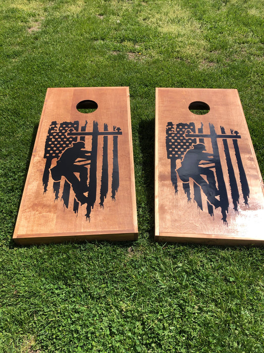 Corn Hole Boards  - Lineman Flag