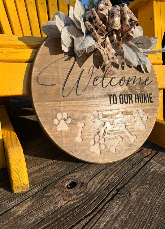 Welcome Paw Print Doorhanger