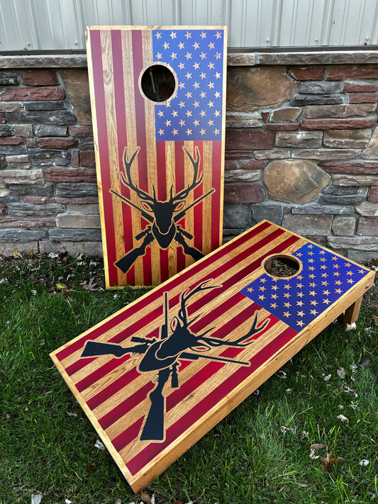 Corn Hole Boards  - Flag Deer