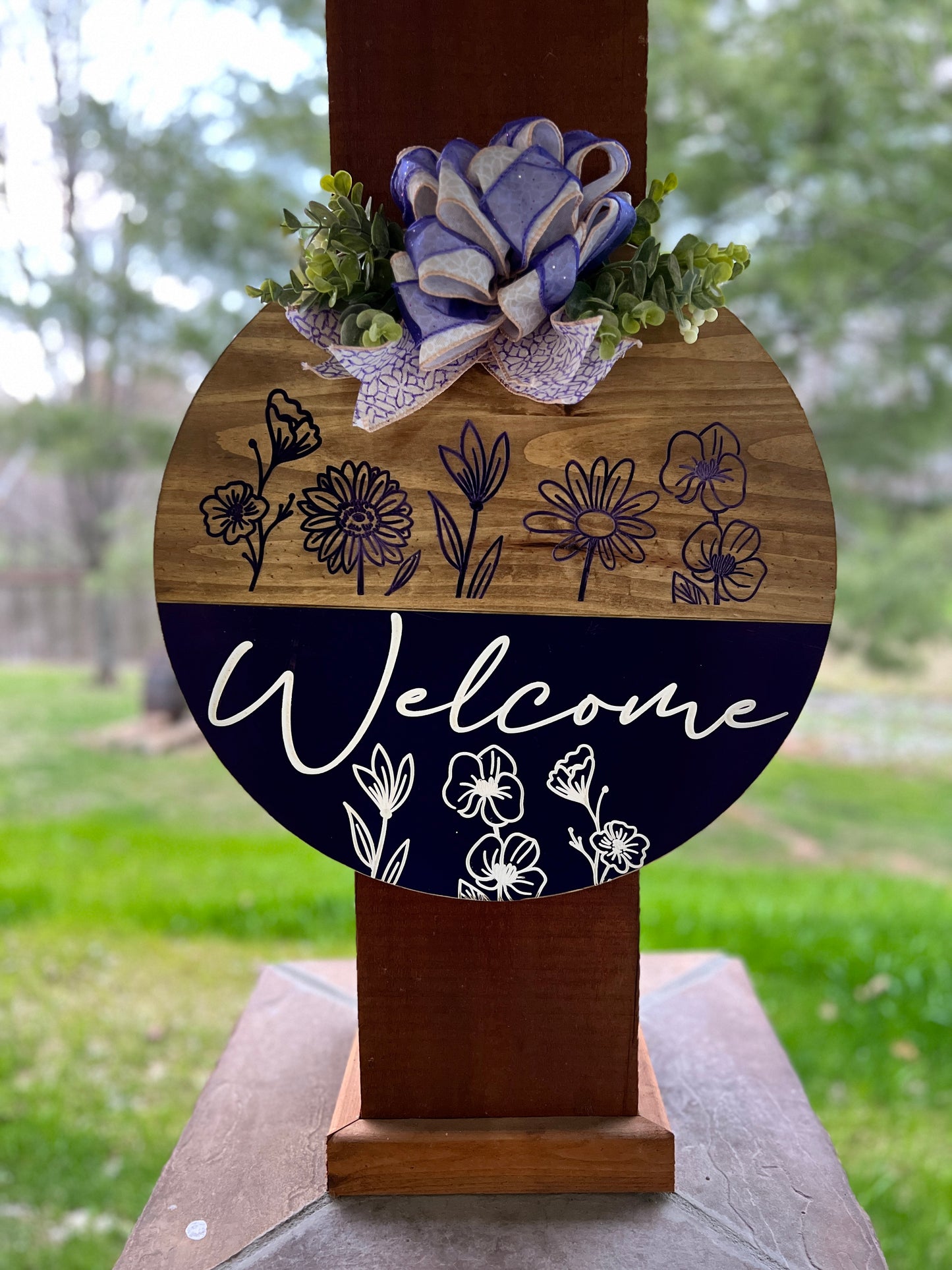 Welcome Purple Doorhanger