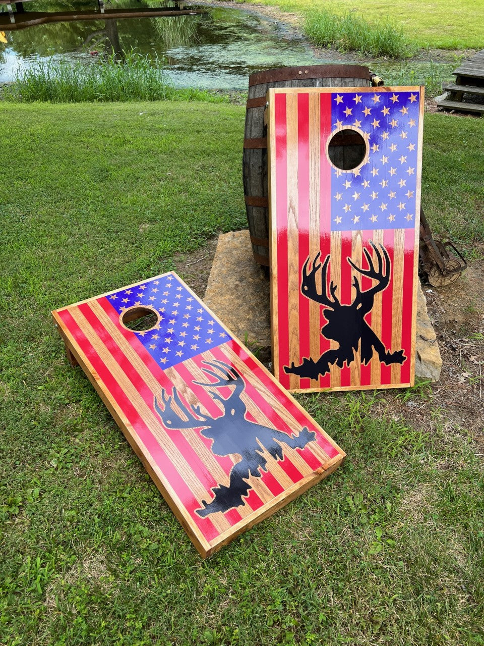 Corn Hole Boards - Deer Flag